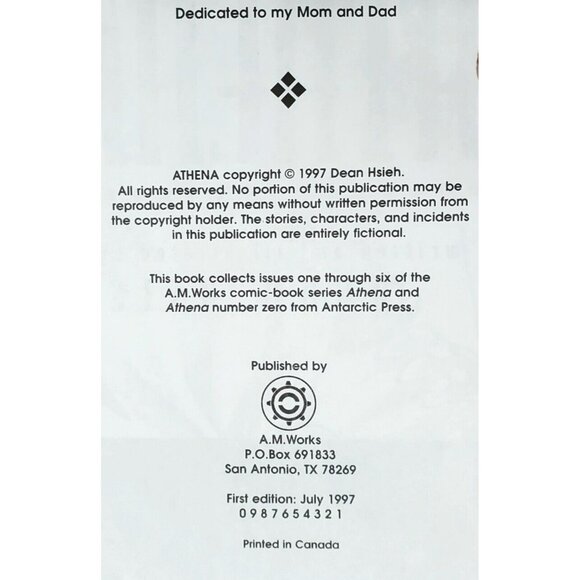 Athena Manga Graphic Novel 1st Edition 1997 Comic Book Vol. 1 Dean Hsieh English - Picture 5 of 6